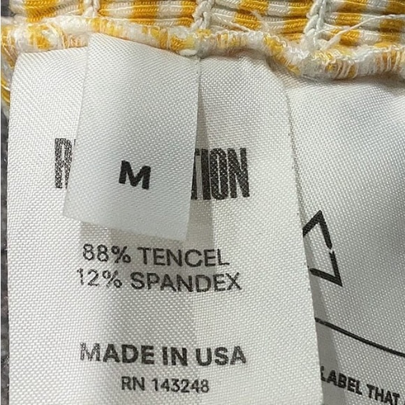 Reformation Cropped Smocked Ruffle Tank – Yellow Striped Top, Size Medium - Picture 3 of 5